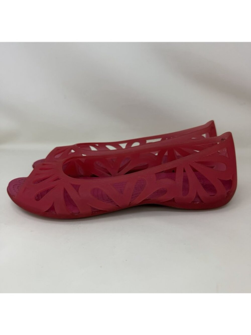 Crocs Adrina III Slip On Cut Out Peep Toe Jelly Sandals Pink Women’s Size 8 - Picture 2 of 7